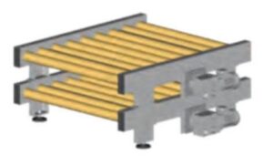 Double roller conveyors for pallets
